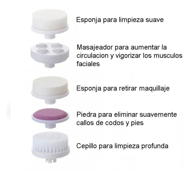 x2 Cepillo Limpieza Masajeador Facial 5 en 1